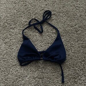 Hollister Navy Blue Triangle Halter Bikini Top